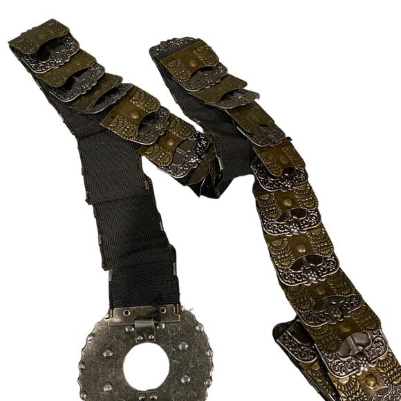 Bronze Metal Stretchy Belt with Rhinestone Buckle - Picture 6 of 9